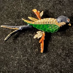 Gilded gold Robin brooch